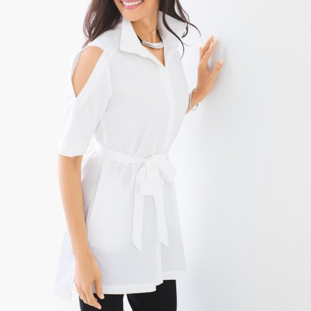 Cold Shoulder Poplin Shirt